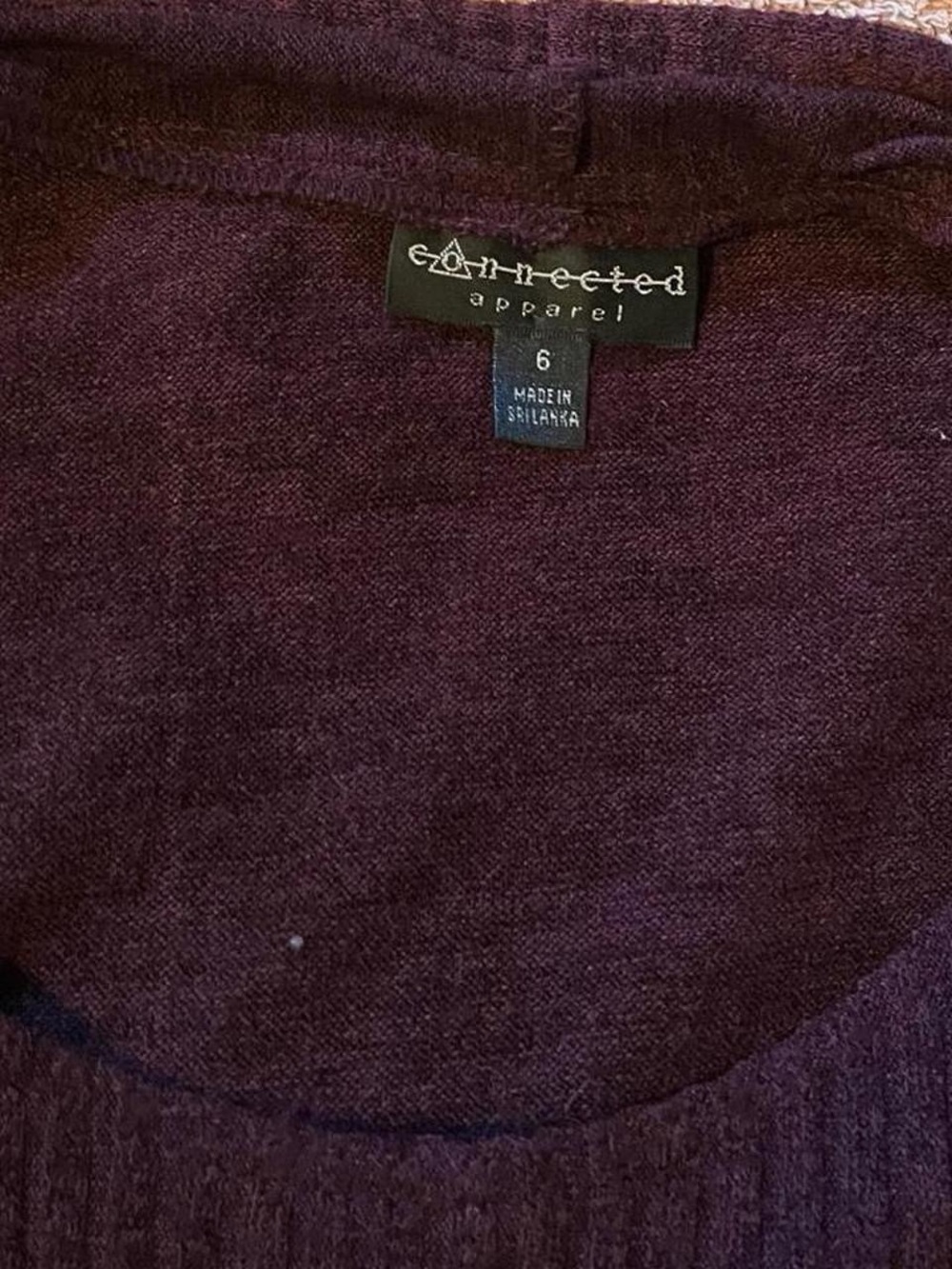 connected apparel Long Sleeve Ribbed Knit Dress in Burgundy Plum - Picture 5 of 8